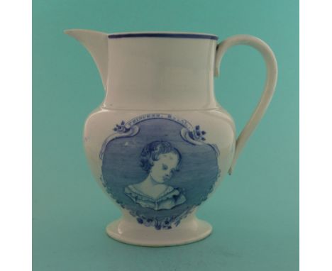Princess Royal a rare chocolate jug for D. Brandon of Kingston. Jamaica, printed in blue with named portrait cartouche of Pri