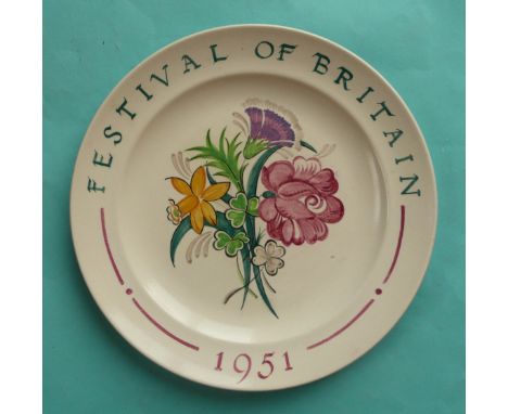 1851 Festival of Britain: a Poole Pottery plate with floral decoration, 254mm(commemorative, pottery).