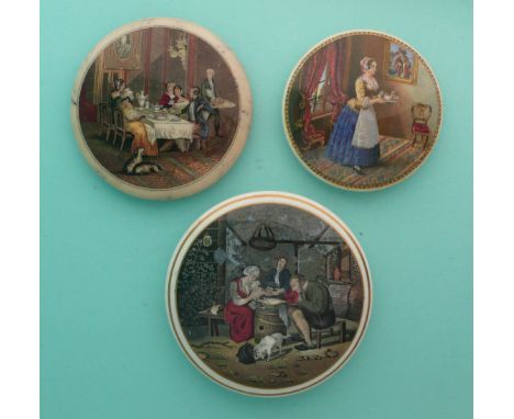 Grace Before Meals (338) white border, gold line decoration, flange restored,&nbsp; The Maidservant (343) and The Breakfast P