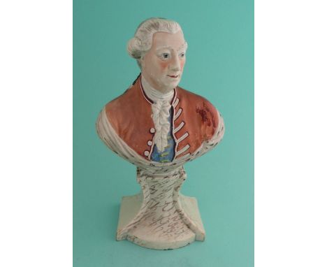 William Pitt, the Younger: a good Staffordshire portrait bust on integral pedestal base, circa 1790, 223mm(commemorative, pot