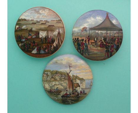 Rifle Contest, Wimbledon 1860 (223) 1864 (224) and Pegwell Bay, Lobster Fishing (24) flange damaged (3)(Staffordshire, potter