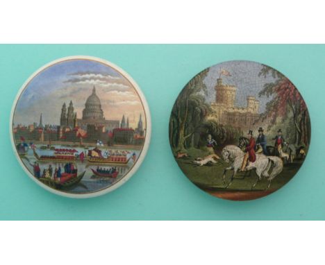 St Paul’s Cathedral and the River Pageant (185) medium and Windsor Castle, Prince Albert Hare Coursing (178) stained (2)(Staf