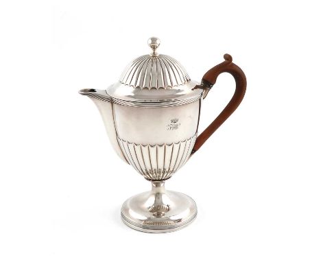 A George III silver argyle,by Henry Chawner, London 1793,vase form, part-fluted decoration, scroll handle, raised pull-off co