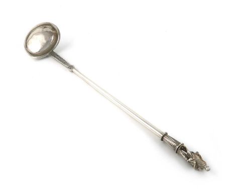 A Victorian Scottish silver punch ladle,by Mackay, Cunningham &amp; Co., Edinburgh 1872,oval bowl, the tapering handle with c