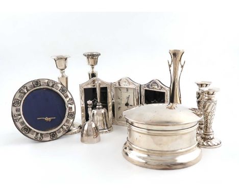 A mixed lot of silver items,various dates and makers,comprising: a powder pot and cover, Birmingham 1924, the inside of the c