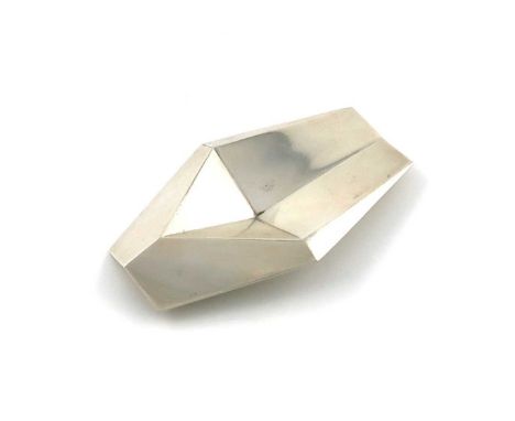 Designed by Alex Styles for Garrard &amp; Co Ltd, a silver caddy spoon,London 1967, also signed A. G. Styles, faceted geometr