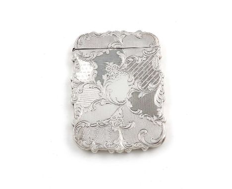 A Victorian silver card case,by Taylor and Perry, Birmingham 1845,rectangular form, engraved foliate and engine-turned decora