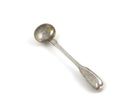 A George III regimental silver Fiddle and Thread pattern salt spoon, the 2nd Royal Veteran Battalion,by Paul Storr, London 18