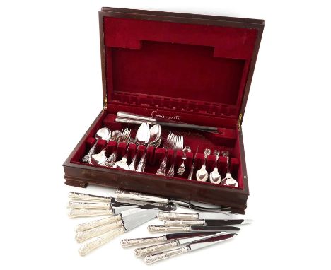 A collection of silver King's pattern flatware,various dates and makers, some by Walker and Hall, Sheffield 1900,comprising: 