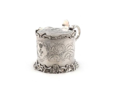 A Victorian regimental silver mustard pot, The 85th (Bucks Volunteers) The King's Light Infantry Regiment,by J and J Angell, 