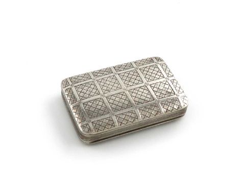 A George III silver snuff box,by Thomas Willmore, Birmingham 1800,rounded rectangular form, reticulated decoration, gilt inte