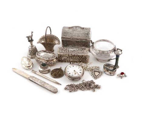 A collection of small silver items,various dates and makers,comprising: a Dutch marriage casket, a rectangular trinket box, a