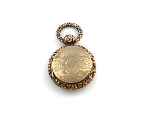 A George III silver-gilt watch-case vinaigrette,by Samuel Pemberton, Birmingham 1818,circular form, engine-turned decoration,