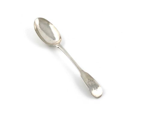 A George III regimental silver Fiddle pattern tablespoon, the 9th (East Norfolk) Regiment of Foot,by Paul Storr, London 1819,