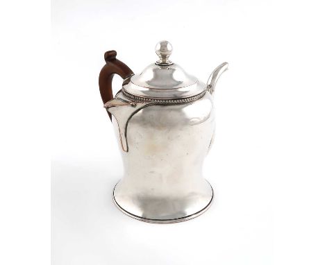 A George III old Sheffield plate argyle,unmarked, circa 1800,baluster form, gadroon border, scroll handle, the water compartm