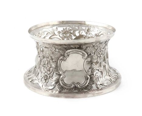 An Irish silver dish ring,by Weir &amp; Sons, Dublin 1910,circular form, pierced decoration with deer and hounds among floral