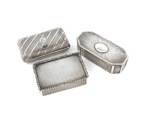 A small collection of George III silver snuff boxes, various dates and makers, comprising: one by Peter Carter, London 1787, 