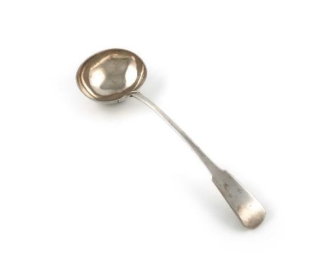 A mid 19th century Maltese silver Fiddle pattern soup ladle,1854,oval bowl, length 33.5cm, approx. weight 7oz.