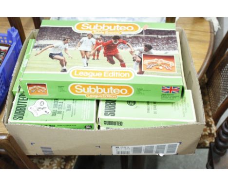 A collection of Subbuteo football teams and other Subbuteo items