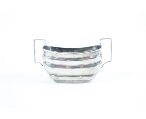 A Georgian silver two handled sugar basin, marks rubbed, of rounded rectangular outline, 17.5 cm across, 220 g (7 trpy ozs) g