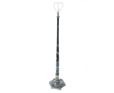 A 20th century Chinese chinoiserie black standard lamp