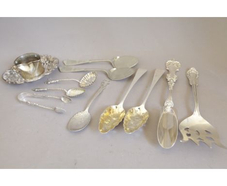 Small Silver: Bonbon Dish, Spoons, Bashed Napkin Ring etc (lot)