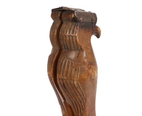 Unusual 19th Century Dutch/Scandinavian novelty lemon squeezers, carved as a parrot with the lid hinged to the cap of the hea
