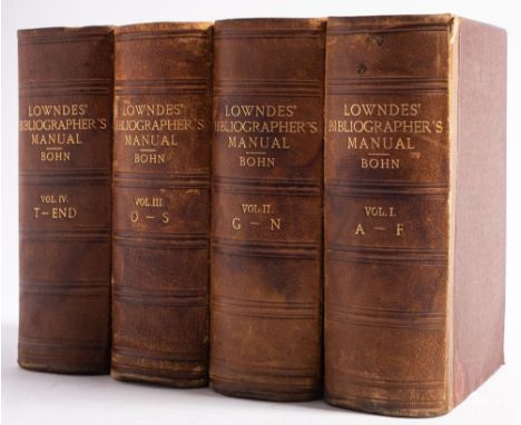 LOWNDES, William Thomas : The Bibliographer's Manual of English Literature, new edition, revised and enlarged...by Henry G. B