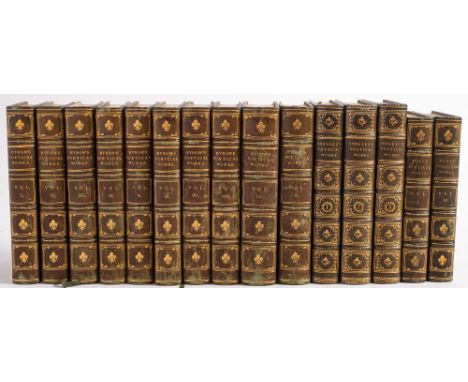 BINDINGS ... The Poetical Works of Percy Bysshe Shelley : 3 vols, dark blue straight grained morocco, signed by HATCHARDS, 8v