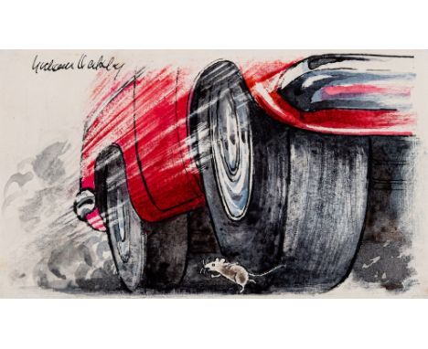 Graham Oakley [b.1929]-The Church Mouse, p.7,'..what an awful place the town was...',:-signed, watercolour, pen and ink drawi