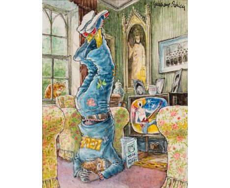 Graham Oakley [b.1929]-The Church Mice at Bay, p.3, p.7,Teach Yourself Yoga; Onward Christian Soldiers,:-two, both signed, wa