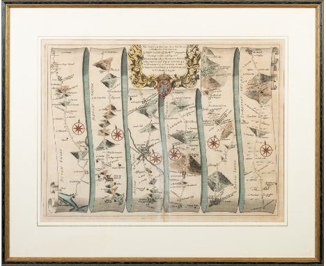 OGILBY, John -- "The Road from Dartmouth in Com Devon to Minehead in Com Somerset," hand coloured road map, 435 x 325 mm, Att