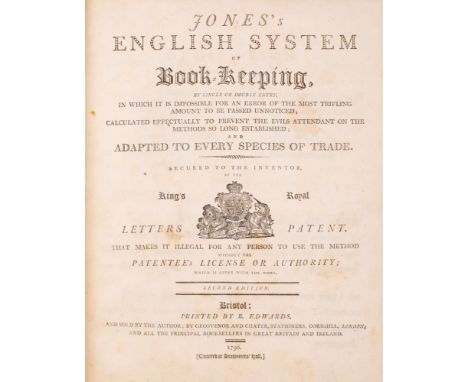 JONES, Edward - Jones's English System of Book Keeping : cont. tree calf hinges weak but a very attractive binding, 4to, prin