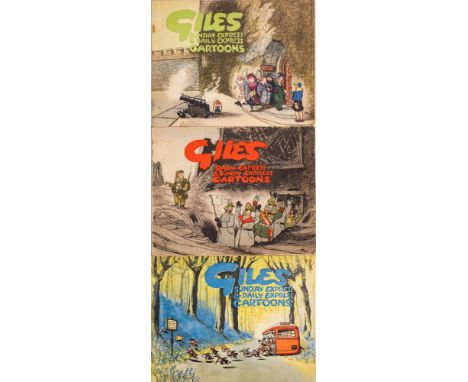 GILES : Sunday Express & Daily Express Cartoons - The first three volumes. original pictorial wrappers, oblong 4to, former ow