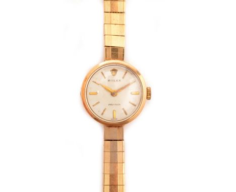 A Rolex Precision lady's cocktail watch, the baton dial fitted manual wind movement, in 9ct yellow gold case stamped 28014, o