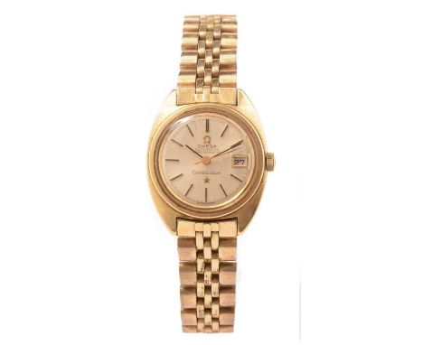 An Omega Constellation Chronometer wristwatch, the baton dial with subsidiary date aperture, fitted an automatic movement cal