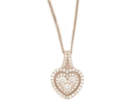 A diamond set heart shaped pendant, set with graduated brilliant cut diamonds weighing a total of approximately 1.00carats, i