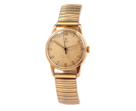 A Tudor wristwatch, the atabic dial fitted 15-jewel manual wind movement stamped 1137/94, in 9ct yellow gold case by Dennison