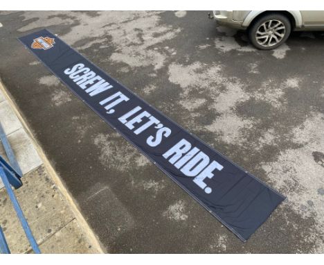 A very large Harley Davidson banner, 271" long x 31" high.