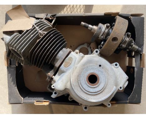 A Norton Dominator incomplete engine no. 14M 73218 and a flywheel and con rods.