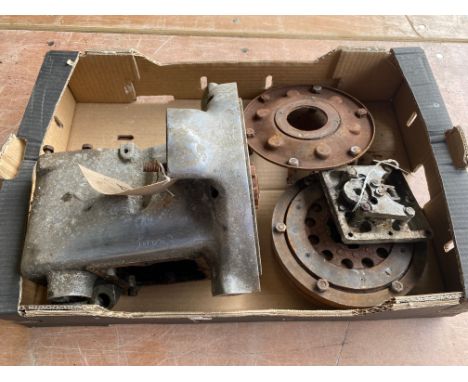 A Douglas Dragonfly incomplete gearbox no. 1017/6 plus a flywheel.