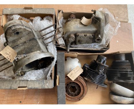 A Douglas Dragonfly gearbox no. 1846/6 and various incomplete engine parts no. 1846/6.