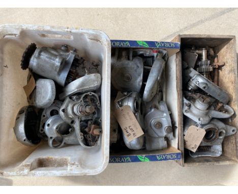 Three boxes of Norton gearbox parts including cases.