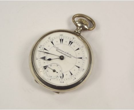 POCKET WATCH. A German 800 standard, silver cased pocket watch, the dial with Turkish numerals & A. Horosian & K. Arevian, Co