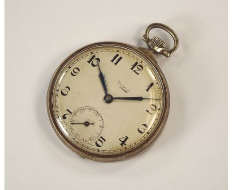 MAPPIN WATCH.An Art Deco silver cased pocket watch, by Mappin, the engine turned back with vacant cartouche.