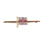 A RUBY AND DIAMOND FLAG BROOCH