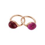POMELLATO, 'ROUGE PASSION', A SYNTHETIC PINK SAPPHIRE AND A SYNTHETIC RUBY RING