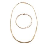 A 9 CARAT GOLD NECKLACE AND BRACELET, LONDON 1976 IMPORT MARK