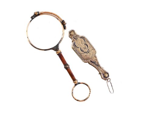 
	
		Y&nbspTWO PAIRS OF 19TH CENTURY LORGNETTES
		The first pair with silver gilt and enamelled case, with scrolling foliate 