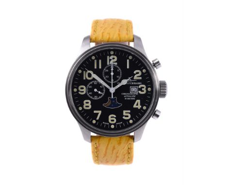 
	
		ZENO-WATCH BASEL, REF. 8563 
		A STAINLESS STEEL CHRONOGRAPH WRISTWATCH WITH DATE AND MOONPHASE, CIRCA 2001
		Movement: 